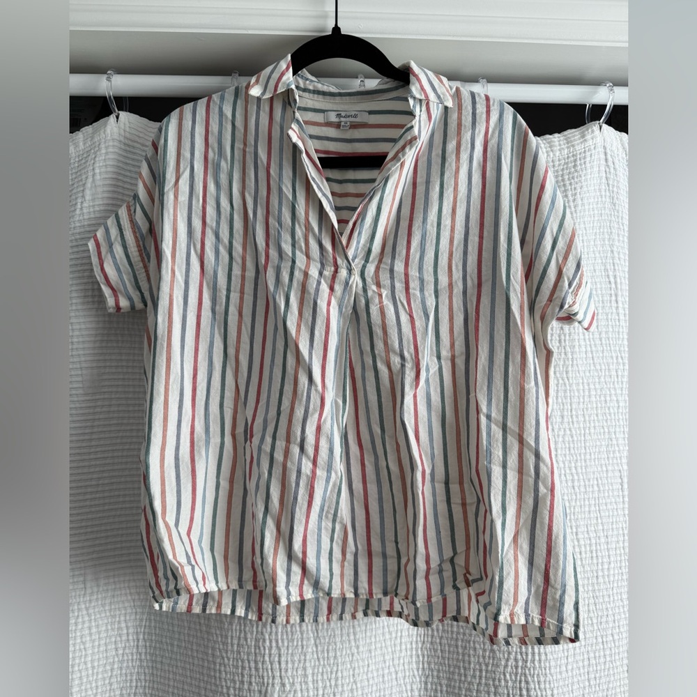 Madewell Red and Blue Casual Button Down Shirt